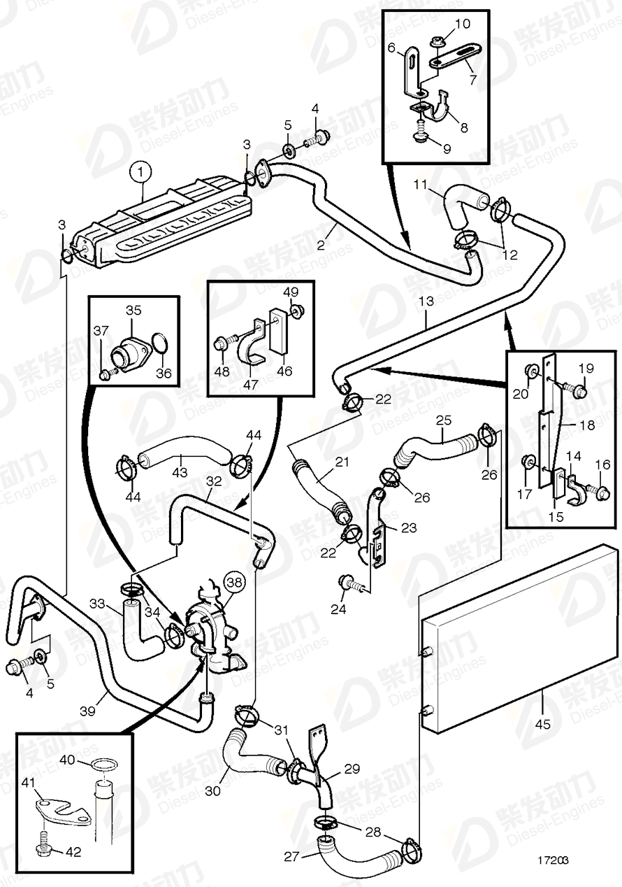 volvo penta Radiator hose 1195577 Drawing